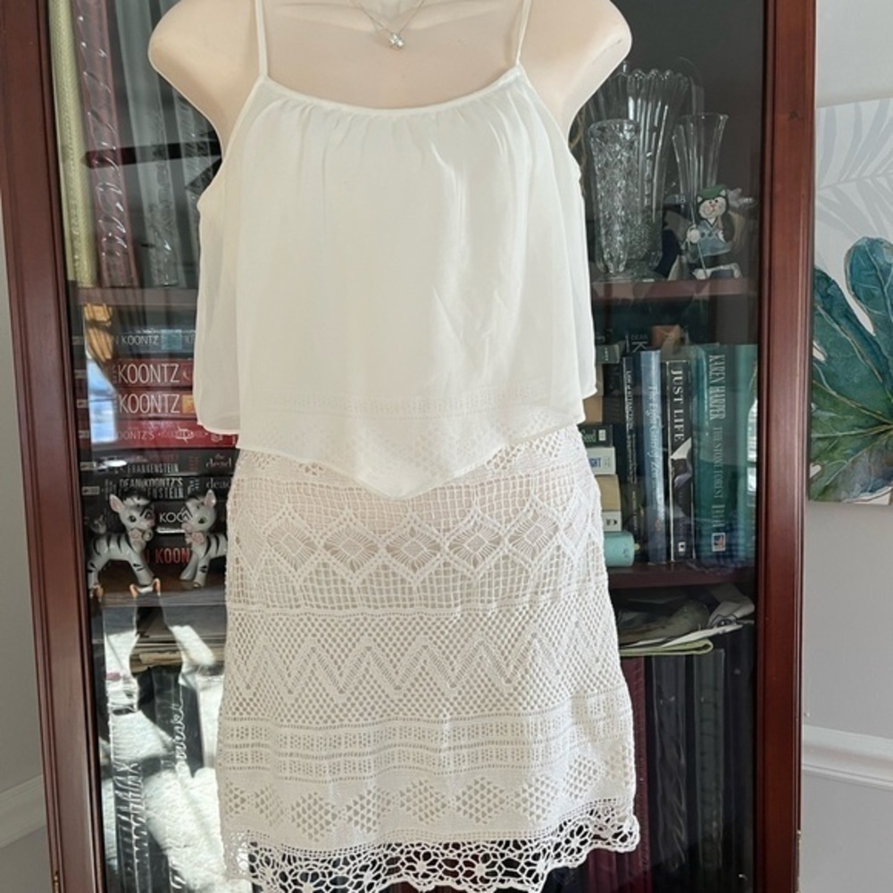American Eagle Lacey Sleeveless Dress Size 0 Off White - Picture 5 of 13